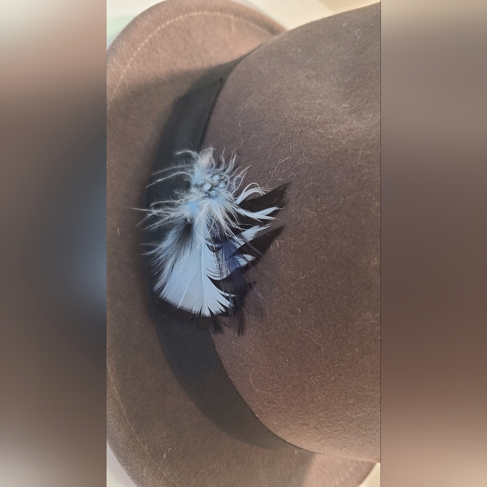 Vtg 90s New York Hat Co. Brown Lite Felt Fedora with Feather Accent 🪶 - Picture 2 of 4